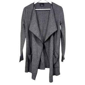 Zara Knit Gray Black Waterfall Cardigan Size Medium Womens